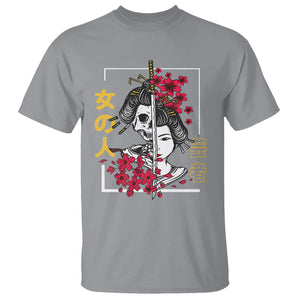 Japanese Samurai T Shirt Floral Warrior Geisha Woman Tokyo Anime TS09 Sport Gray Printyourwear