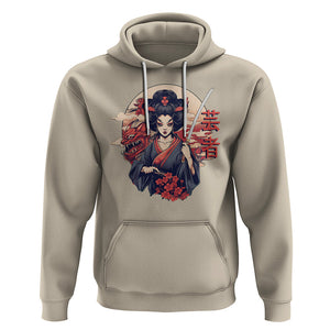 Japanese Samurai Hoodie Floral Warrior Geisha Woman Tokyo Anime TS09 Sand Printyourwear