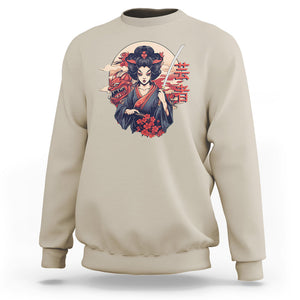 Japanese Samurai Sweatshirt Floral Warrior Geisha Woman Tokyo Anime TS09 Sand Printyourwear