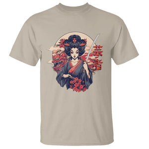 Japanese Samurai T Shirt Floral Warrior Geisha Woman Tokyo Anime TS09 Sand Printyourwear