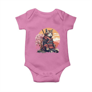 Japanese Samurai Cat Baby Onesie Floral Warrior Geisha Woman Tokyo Anime TS09 Azalea Print Your Wear