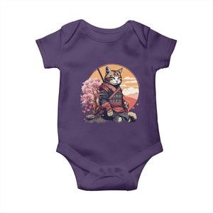 Japanese Samurai Cat Baby Onesie Floral Warrior Geisha Woman Tokyo Anime TS09 Purple Print Your Wear