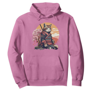 Japanese Samurai Cat Hoodie Floral Warrior Geisha Woman Tokyo Anime TS09 Azalea Print Your Wear