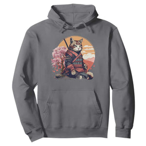 Japanese Samurai Cat Hoodie Floral Warrior Geisha Woman Tokyo Anime TS09 Charcoal Print Your Wear