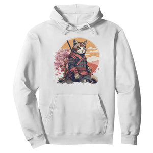 Japanese Samurai Cat Hoodie Floral Warrior Geisha Woman Tokyo Anime TS09 White Print Your Wear