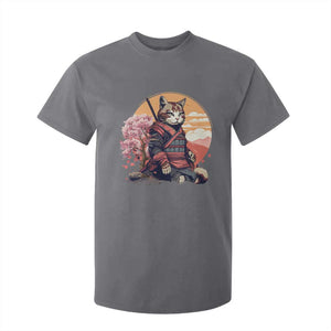 Japanese Samurai Cat T Shirt For Kid Floral Warrior Geisha Woman Tokyo Anime TS09 Charcoal Print Your Wear