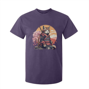 Japanese Samurai Cat T Shirt For Kid Floral Warrior Geisha Woman Tokyo Anime TS09 Purple Print Your Wear