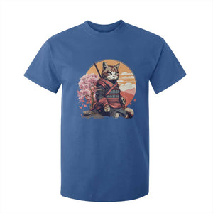 Japanese Samurai Cat T Shirt For Kid Floral Warrior Geisha Woman Tokyo Anime TS09 Royal Blue Print Your Wear