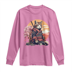 Japanese Samurai Cat Long Sleeve Shirt Floral Warrior Geisha Woman Tokyo Anime TS09 Azalea Print Your Wear