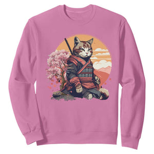 Japanese Samurai Cat Sweatshirt Floral Warrior Geisha Woman Tokyo Anime TS09 Azalea Print Your Wear