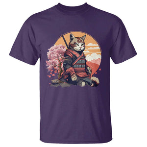 Japanese Samurai Cat T Shirt Floral Warrior Geisha Woman Tokyo Anime TS09 Purple Print Your Wear