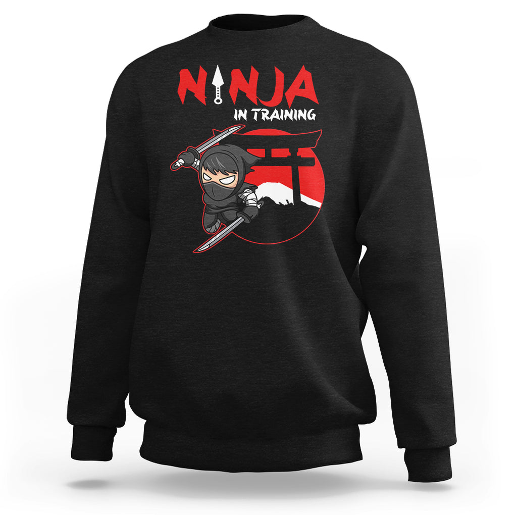 Ninja Sweatshirt In Training Cool Warrior Kids Boy Man Ninjutsu TS09 Black Printyourwear