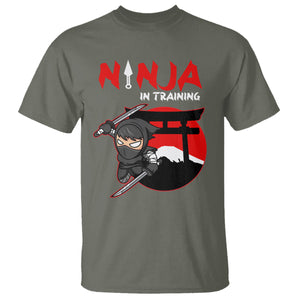 Ninja T Shirt In Training Cool Warrior Kids Boy Man Ninjutsu TS09 Military Green Printyourwear