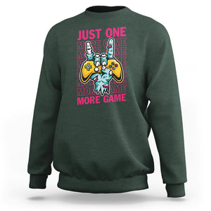 Funny Video Gamer Sweatshirt Just One More Game Skeleton Kids Boys Man TS09 Dark Forest Green Printyourwear