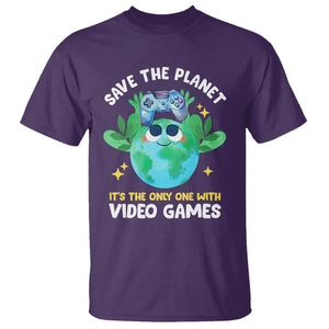 Earth Day T Shirt Save the Planet It's the Only One With Video Games Funny Gamer TS09 Purple Print Your Wear