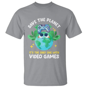 Earth Day T Shirt Save the Planet It's the Only One With Video Games Funny Gamer TS09 Sport Gray Print Your Wear