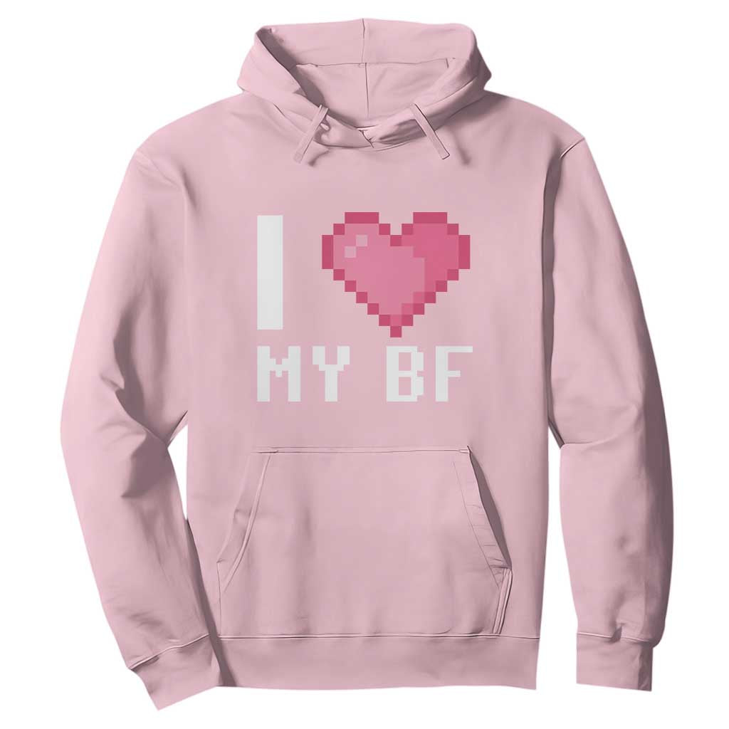 Funny Girlfriend Hoodie I Love My BF Boyfriend Valentines TS09 Light Pink Print Your Wear