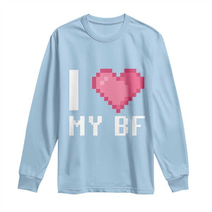 Funny Girlfriend Long Sleeve Shirt I Love My BF Boyfriend Valentines TS09 Light Blue Print Your Wear