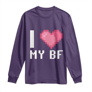 Funny Girlfriend Long Sleeve Shirt I Love My BF Boyfriend Valentines TS09 Purple Print Your Wear