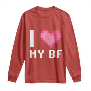 Funny Girlfriend Long Sleeve Shirt I Love My BF Boyfriend Valentines TS09 Red Print Your Wear