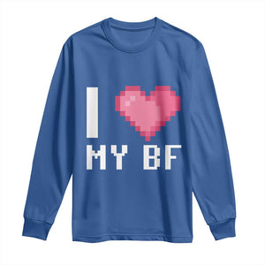 Funny Girlfriend Long Sleeve Shirt I Love My BF Boyfriend Valentines TS09 Royal Blue Print Your Wear