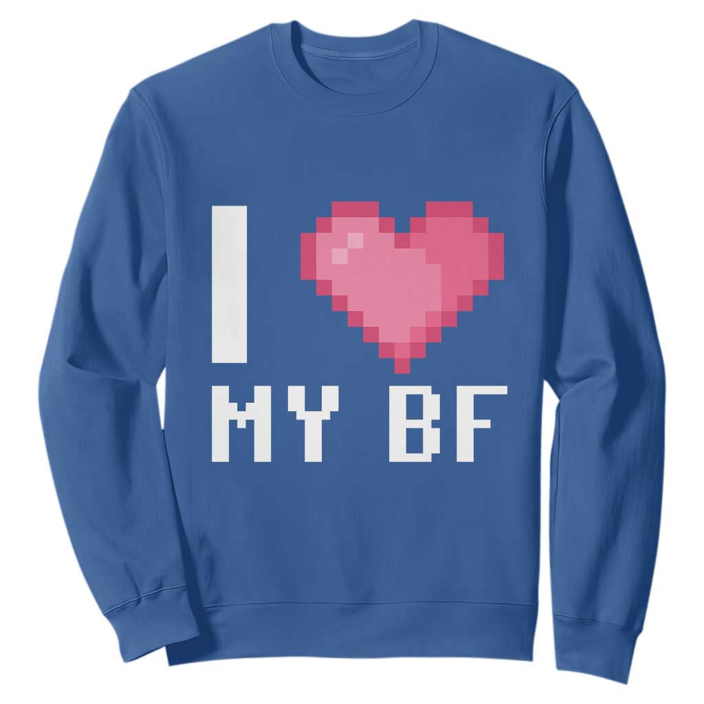 Funny Girlfriend Sweatshirt I Love My BF Boyfriend Valentines TS09 Royal Blue Print Your Wear
