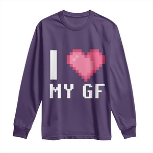 Funny Boyfriend Long Sleeve Shirt I Love My GF Girlfriend Valentines TS09 Purple Print Your Wear