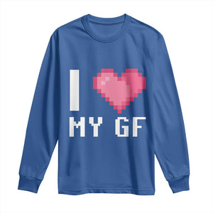 Funny Boyfriend Long Sleeve Shirt I Love My GF Girlfriend Valentines TS09 Royal Blue Print Your Wear