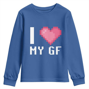 Funny Boyfriend Youth Sweatshirt I Love My GF Girlfriend Valentines TS09 Royal Blue Print Your Wear