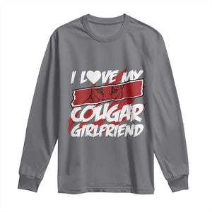 Funny Boyfriend Long Sleeve Shirt I Love My Cougar Girlfriend Valentines TS09 Charcoal Print Your Wear