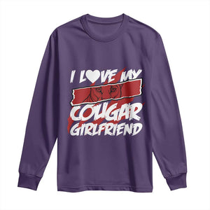 Funny Boyfriend Long Sleeve Shirt I Love My Cougar Girlfriend Valentines TS09 Purple Print Your Wear