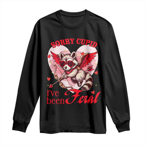 Funny Valentine's Day Long Sleeve Shirt Sorry Cupid I've Been Feral Raccoon TS09 Black Print Your Wear