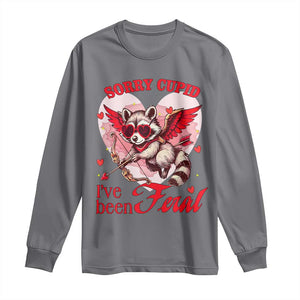 Funny Valentine's Day Long Sleeve Shirt Sorry Cupid I've Been Feral Raccoon TS09 Charcoal Print Your Wear