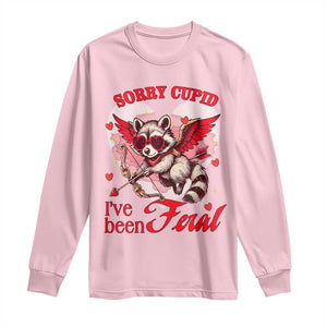 Funny Valentine's Day Long Sleeve Shirt Sorry Cupid I've Been Feral Raccoon TS09 Light Pink Print Your Wear