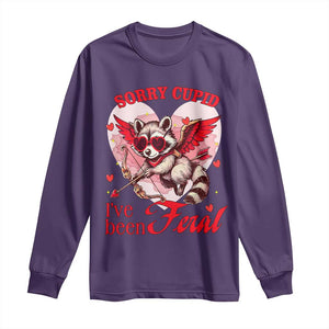 Funny Valentine's Day Long Sleeve Shirt Sorry Cupid I've Been Feral Raccoon TS09 Purple Print Your Wear