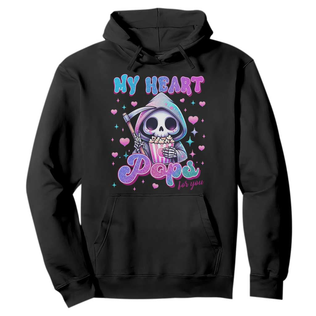 Funny Valentine's Day Hoodie My Heart Pops For You Cute Death Grim Popcorn TS09 Black Print Your Wear