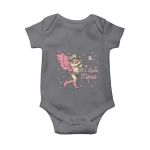 Funny Valentine's Day Baby Onesie It's Love Time Cowboy Cupid TS09 Charcoal Print Your Wear