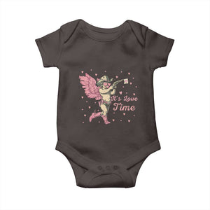 Funny Valentine's Day Baby Onesie It's Love Time Cowboy Cupid TS09 Dark Chocolate Print Your Wear