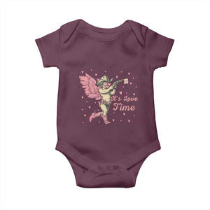 Funny Valentine's Day Baby Onesie It's Love Time Cowboy Cupid TS09 Maroon Print Your Wear