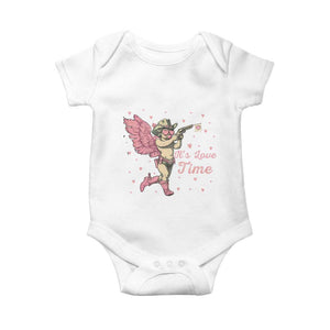 Funny Valentine's Day Baby Onesie It's Love Time Cowboy Cupid TS09 White Print Your Wear