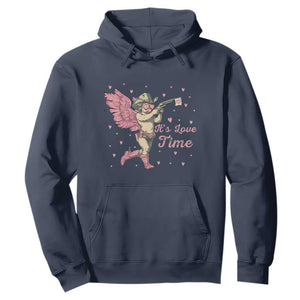 Funny Valentine's Day Hoodie It's Love Time Cowboy Cupid TS09 Navy Print Your Wear