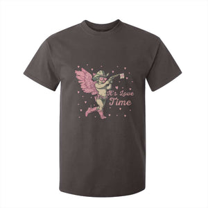 Funny Valentine's Day T Shirt For Kid It's Love Time Cowboy Cupid TS09 Dark Chocolate Print Your Wear