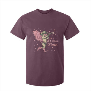 Funny Valentine's Day T Shirt For Kid It's Love Time Cowboy Cupid TS09 Maroon Print Your Wear