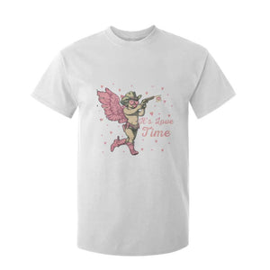 Funny Valentine's Day T Shirt For Kid It's Love Time Cowboy Cupid TS09 White Print Your Wear