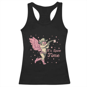 Funny Valentine's Day Racerback Tank Top It's Love Time Cowboy Cupid TS09 Black Print Your Wear