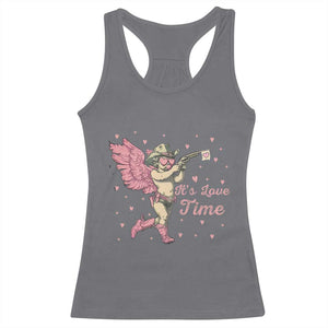 Funny Valentine's Day Racerback Tank Top It's Love Time Cowboy Cupid TS09 Charcoal Print Your Wear