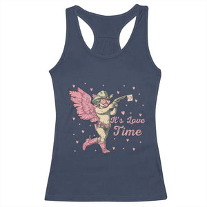 Funny Valentine's Day Racerback Tank Top It's Love Time Cowboy Cupid TS09 Navy Print Your Wear