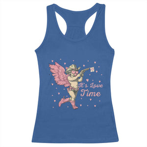 Funny Valentine's Day Racerback Tank Top It's Love Time Cowboy Cupid TS09 Royal Blue Print Your Wear