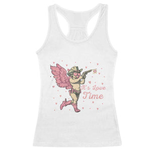 Funny Valentine's Day Racerback Tank Top It's Love Time Cowboy Cupid TS09 White Print Your Wear