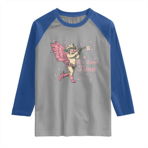 Funny Valentine's Day Raglan Shirt It's Love Time Cowboy Cupid TS09 Sport Gray Royal Print Your Wear